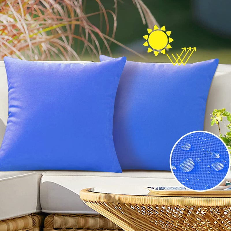VAKADO Outdoor Waterproof Throw Pillow Covers 16X16 Set of 2 Decorative Blue Patio Furniture Cushion Cases Outside Decor for Couch Garden Bench Porch Turquoise - Image 1